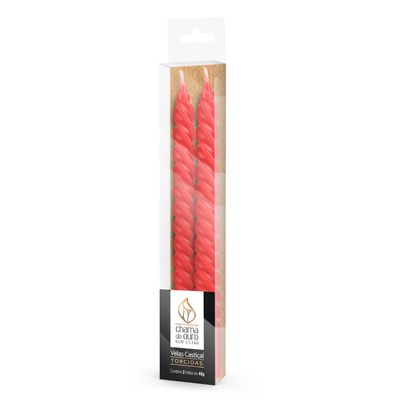 VELA 45g cd KIT C/2 CASTIÇAL TORCIDA VERMELHA