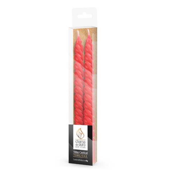 VELA 45g cd KIT C/2 CASTIÇAL TORCIDA VERMELHA