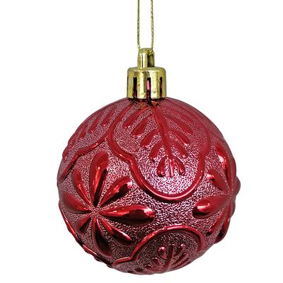 Bola Textura Folha e Flor Vinho 8cm  c/ 9 unidades