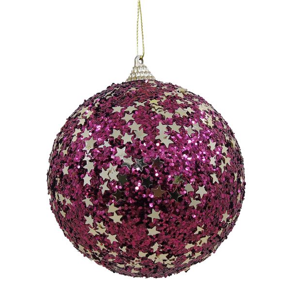 Bola Decor c/ Glitter Vinho 8cm c/ 4 unidades