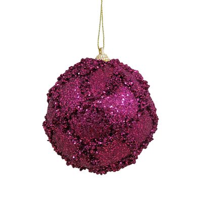 Bola Decor c/ Glitter Vinho 8cm c/ 4 unidades