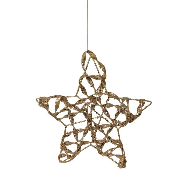 Enfeite Estrela Natal Aramada Champanhe 20cm D&A