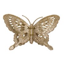 Enfeite Borboleta Natal com 2 Champanhe 9X14cm D&A