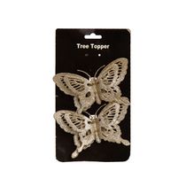 Enfeite Borboleta Natal com 2 Champanhe 9X14cm D&A