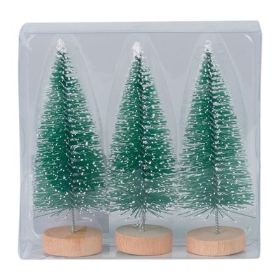 Mini Árvore de Natal Flocked com 3 Verde com Branco 10cm D&A