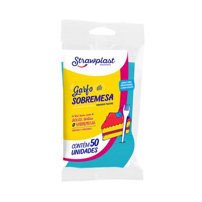 Garfo Strawplast para Sobremesa com 50 Unidades Azul