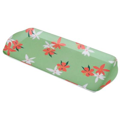 Bandeja Retangular Cazza Floral em Melamina Verde