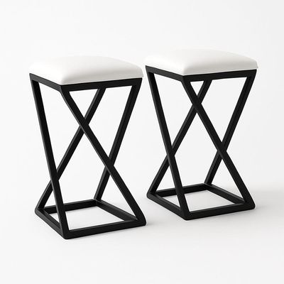 Kit 2 Banqueta Base Z 80 Cm Alta Banco Bancada Cozinha Moderno Corino Branco