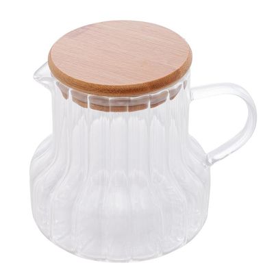 Jarra de Vidro Lyor Classic 620ml Tampa Bambu Vidro Borossilicato Transparente