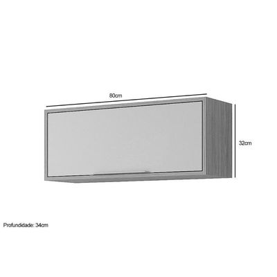 Armário Aéreo Cozinha Modulado áurea C/ 1 Porta Basculante 80cm Cinamomo/titanium - Mgm