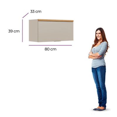 Armário Basculante Allure Linea Brasil 80cm 100% Mdf Jequitiba/gris Fosco