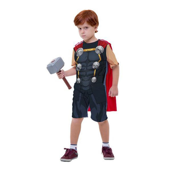 Fantasia Thor Infantil Curto com Martelo Regina M Fantasia Thor Infantil Curto com Martelo Regina M