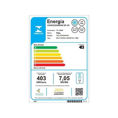 Ar Condicionado Split Hi Wall TCL Freshin 3.0 Inverter 12.000 BTUs Frio 220V R-32