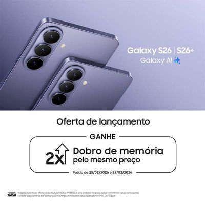 Smartphone Galaxy S26+ 5G Tela 6.7 Samsung Violeta