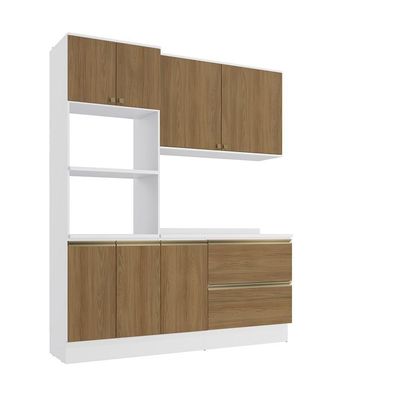 Armário De Cozinha Compacta Torre Quente 100% Mdf 190cm Branco/nogueira Celeste Kappesberg