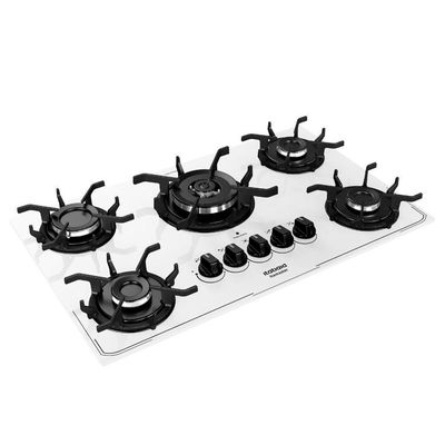 Cooktop 5 Bocas Itatiaia Itamaster Tripla Chama Em Vidro Temperado Branco / Bivolt