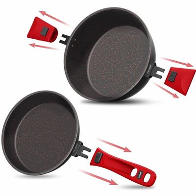 Panelas Ichef Ultra Family Size 24cm, Sauté Petit 20cm Com Tampas De Vidro Vermelha Ichef