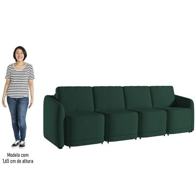 Sofá Cama Casal Para Sala 396cm Polska K04 Veludo Verde - Mpozenato