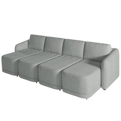 Sofá Cama Casal Para Sala 436cm Polska K04 Bouclê Cinza Claro - Mpozenato