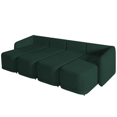 Sofá Cama Casal Para Sala 396cm Polska K04 Veludo Verde - Mpozenato