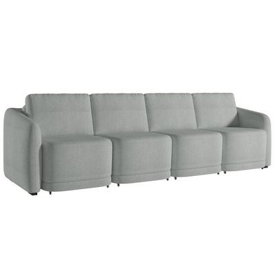 Sofá Cama Casal Para Sala 436cm Polska K04 Bouclê Cinza Claro - Mpozenato