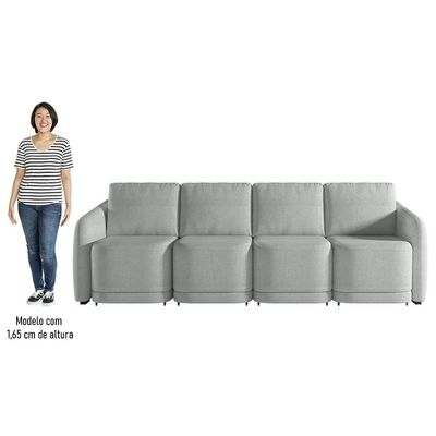 Sofá Cama Casal Para Sala 436cm Polska K04 Bouclê Cinza Claro - Mpozenato