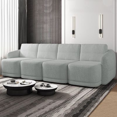 Sofá Cama Casal Para Sala 436cm Polska K04 Bouclê Cinza Claro - Mpozenato