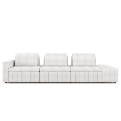 Sofá Ilha E Puff Sala Living 395cm Siesta M22 Boucle Branco - Mpozenato