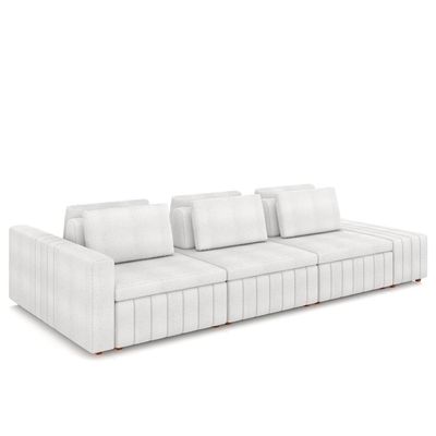 Sofá Ilha E Puff Sala Living 395cm Siesta M22 Boucle Branco - Mpozenato