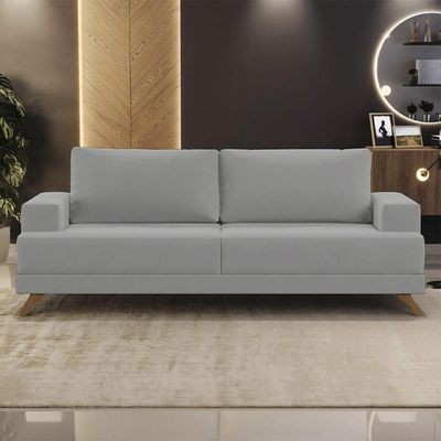Sofá 2 Lugares 160cm Living Pés Curvos Santi D05 Suede Cinza - Mpozenato