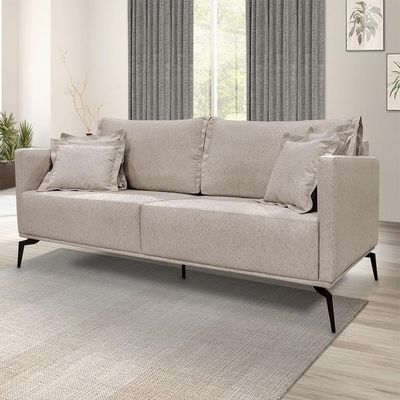 Sofá 2 Lugares 160cm Pés De Metal Vecchia S06 Linho Areia - Mpozenato