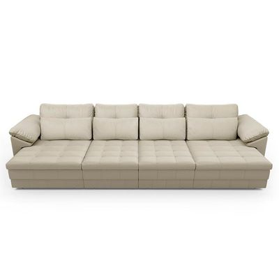 Sofá Retrátil 4 Lugares Para Sala 339cm Dijon Couro Creme S07 - Mpozenato