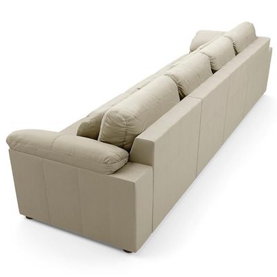 Sofá Retrátil 4 Lugares Para Sala 339cm Dijon Couro Creme S07 - Mpozenato