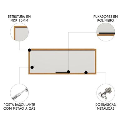Armário Aéreo Basculante 80cm Nala Freijó Uv/off Acetinado Z44 - Mpozenato