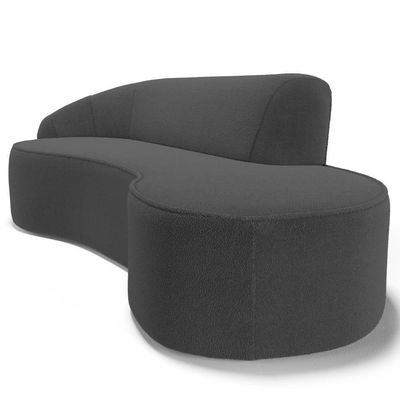 Sofá Living 3 Lugares 260cm Braço Esquerdo Mozart D06 Bouclê Chumbo - Mpozenato