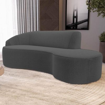 Sofá Living 3 Lugares 260cm Braço Esquerdo Mozart D06 Bouclê Chumbo - Mpozenato