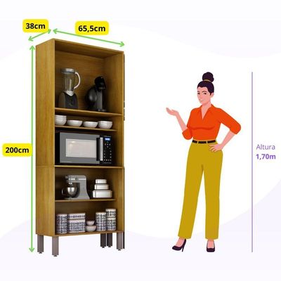 Armário Cozinha Athenas 4 Portas Espaçoso Mobilihouse Cinamomo/off White Acetinado