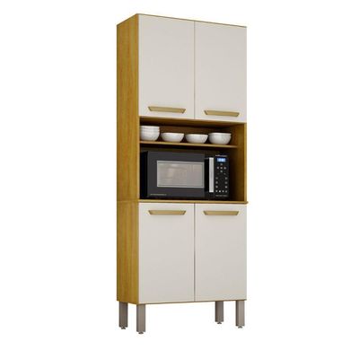 Armário Cozinha Athenas 4 Portas Espaçoso Mobilihouse Cinamomo/off White Acetinado
