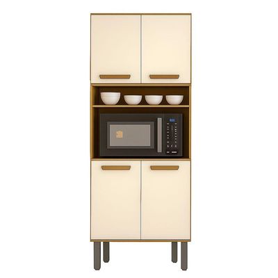 Armário Cozinha Athenas 4 Portas Espaçoso Mobilihouse Cinamomo/off White Acetinado