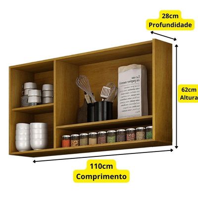 Armário Aéreo Cozinha Athenas 3 Portas Mobilihouse Cinamomo/cinza Acetinado