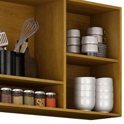 Armário Aéreo Cozinha Athenas 3 Portas Mobilihouse Cinamomo/cinza Acetinado