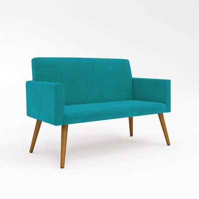 Sofá Namoradeira 2 Lugares - Balaqui Decor Cor:azul-turquesa
