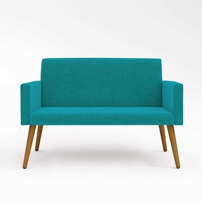 Sofá Namoradeira 2 Lugares - Balaqui Decor Cor:azul-turquesa