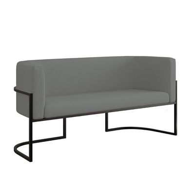 Sofá 2 Lugares Veludo Com Base De Metal Preta Cinza