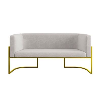 Sofá 2 Lugares Com Base De Metal Dourada Reforçada Bege