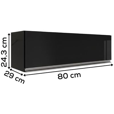 Armario Aereo 1 Porta Basculante 80 Cm Bp Fiorella Preto