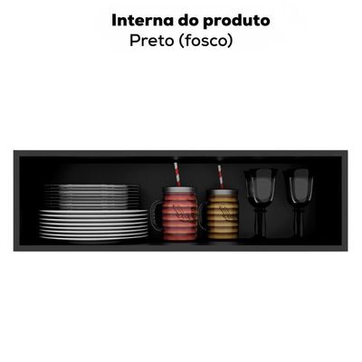 Armario Aereo 1 Porta Basculante 80 Cm Bp Fiorella Preto