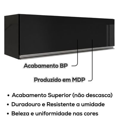 Armario Aereo 1 Porta Basculante 80 Cm Bp Fiorella Preto