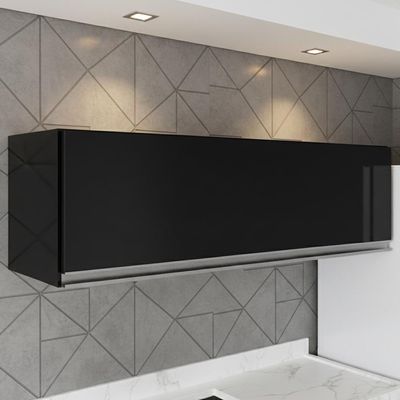 Armario Aereo 1 Porta Basculante 80 Cm Bp Fiorella Preto
