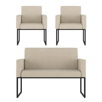 Kit Sofá 2 Lugares + 2 Poltronas Para Recepção Sala Balaqui Cor:amarelo Amarelo